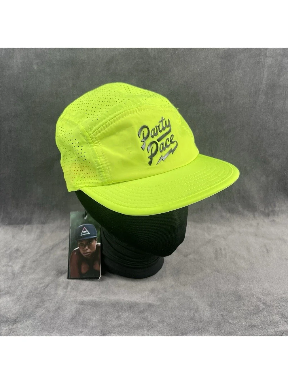 Party Pace Neon Green Running Cap NWT 5 Panel Performance Race Hat